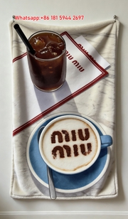 Miu Miu Blue Cup Coffee Latte Art on Marble Background Print Flannel Throw Blanket IMG_0390